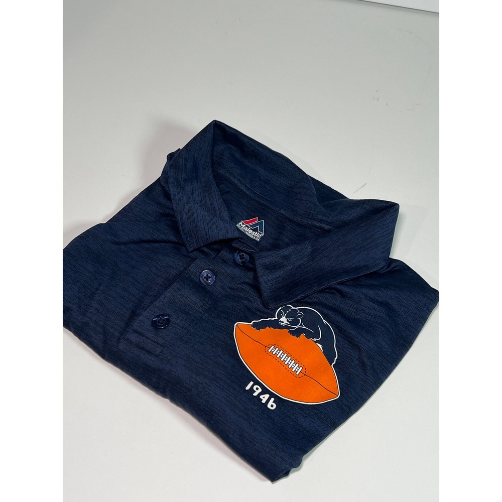 Chicago Bears Football Polo Shirt Mens M Navy Blue NFL 1954-1973 Retro Logo